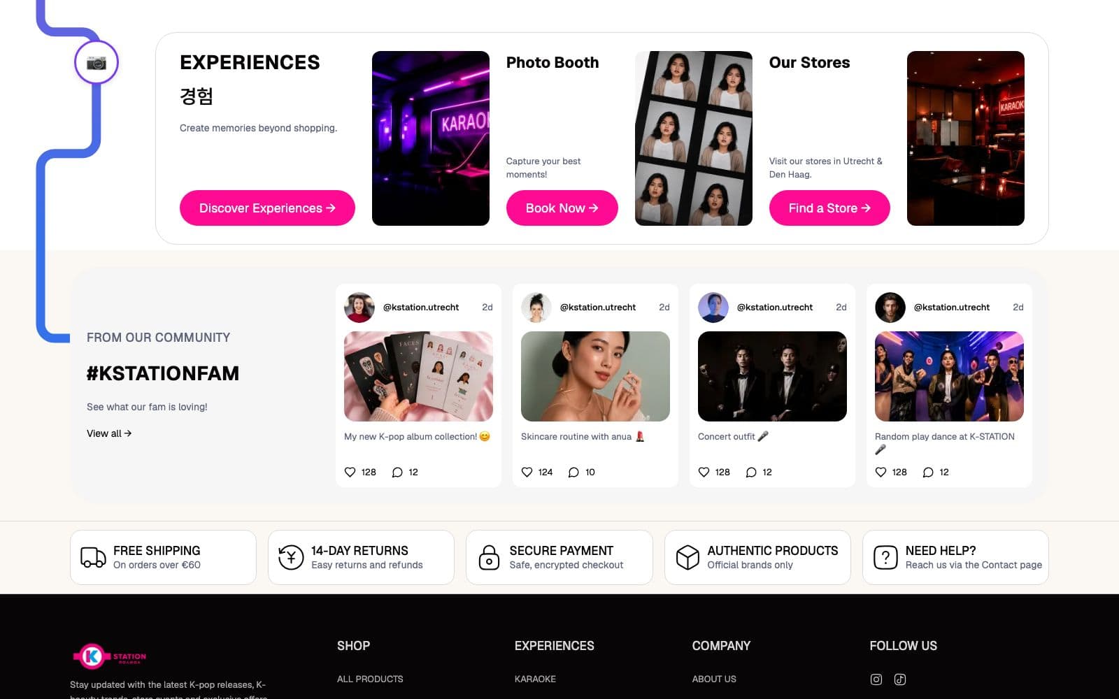 K-Station experiences, photo booth and community feed
