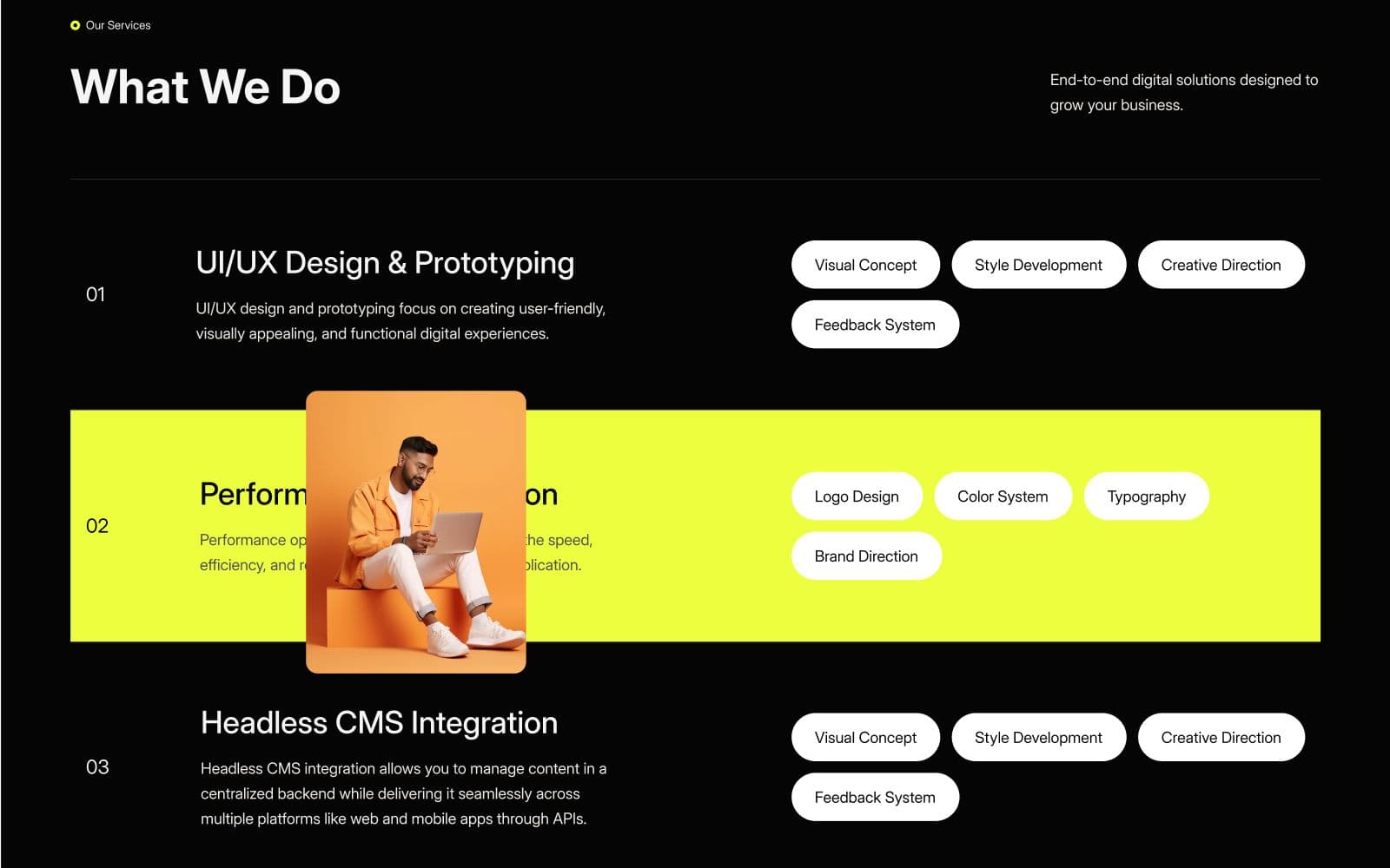 MacDevelop homepage services section design